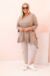 Dámská blůza Plus Size s bavlnou, kapsou a ohrnutým rukávem kiwi UNI