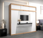 Šatní skříň Abi R0 s nástavcem Barva korpusu: Bílá, Rozměry: 150 cm, Dveře: Černá