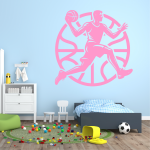 Samolepka Basketbalista v akci Barva: žlutá, Velikost: 80 x 78 cm