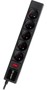 Tracer PowerGear černá / Přepěťová ochrana / 5 zásuvek / 5 m (TRALIS47138)