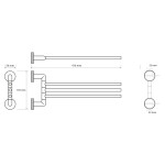 SAPHO - LARISSA trojitý držák ručníků otočný 350, černá/zlato mat WS022BG