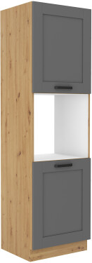 Vysoká skříňka na vestavnou troubu Luna 60 DP-210 2F Barva korpusu: Dub artisan, Barva dvířek: Dust Grey