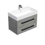 Koupelnová skříňka s černou úchytkou a umyvadlem SAT Cube Way 80x53x46 cm beton mat CUBE46C803BESAT CUBE46C803BESAT