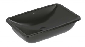 VILLEROY & BOCH - Loop&Friends Umyvadlo, 68x45 cm, bez přepadu, bez otvoru pro baterii, CeramicPlus, Pure Black 4A5801R7