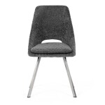 Židle jídelní, šedá látka, kovové nohy, broušená nerez.