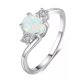 LUNICA Stříbrný prstýnek BÍLÝ OPÁL Velikost prstenu: 8 (EU: 57-58) 0611_8
