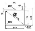 FRANKE - Box Dřez BXX 210/610-54 TL, 57x51 cm, nerez 127.0369.295