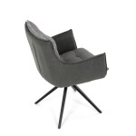 Židle jídelní, šedá látka, 360° vratný mechanismus, černý kov