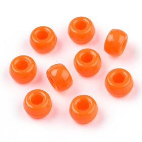 Akrylové korálky - pony beads - oranžové - 6 x 9 mm - 10 ks