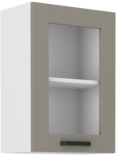 Horní prosklená skříňka Luna 40 GS-72 1F Barva korpusu: Bílá, Barva dvířek: Clay Grey