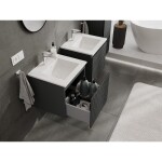 MEXEN/S - Rivel koupelnová skříňka 50 cm s umyvadlem Otis, 1 šuplík, reliéf , grafit mat/bílá mat 91A20-05047-1-BF66-W18M01