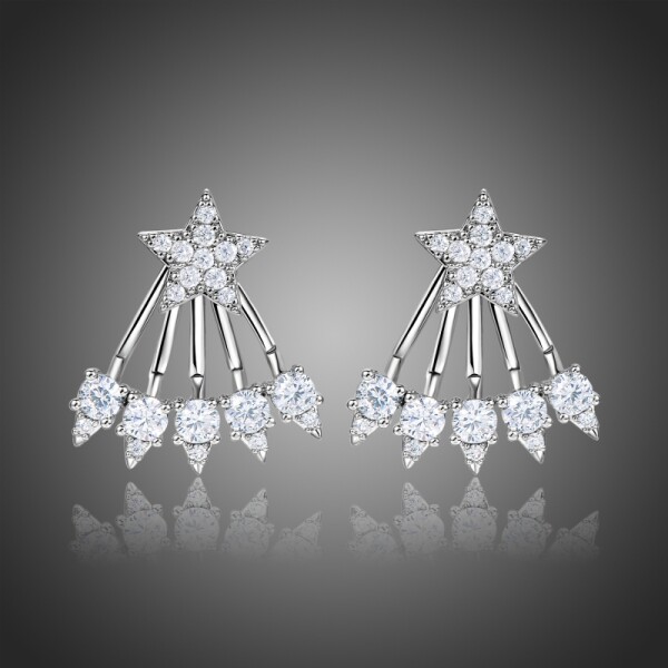 Náušnice Swarovski Elements Stella - hvězda, Bílá/čirá