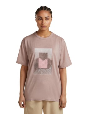 Dámské merino triko s krátkým rukávem ICEBREAKER Wmns 150 Tech Lite SS Relaxed Tee Mountain Shift, Pink Quartz velikost: L