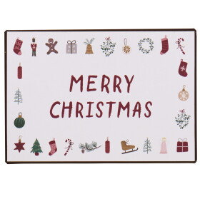 Ib Laursen Dekorativní plechová cedule Merry Christmas, červená barva, kov
