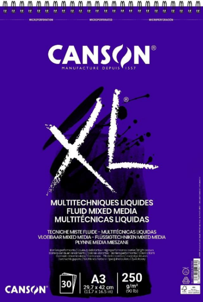 Canson Skicák na mokrá média XL Fluid Mix-Media A4 250g, 30 listů