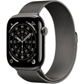 Apple Watch Series 11 GPS+Cellular 46mm Břidlicově šedé titanové tělo - Břidlicově šedý milánský tah S/M / 130–180 mm (MFD34MP/A)