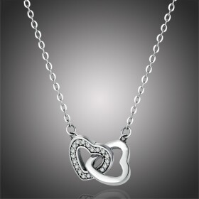 Stříbrný náhrdelník Proplétaná srdce - stříbro 925/1000, Stříbrná 37 cm + 6 cm (prodloužení)