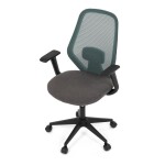 Židle kancelářská, látka zelená, houpací mechanismus, kolečka pro tvrdé povrchy