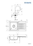 DEANTE Zorba šedá metalic Granitový dřez včetně baterie, bowl odkapávačem ZQZBS113