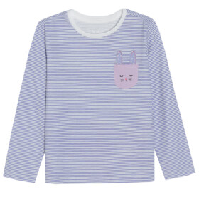 Pruhované tričko s dlouhým rukávem- fialové - 116 WHITE