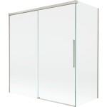 MEXEN/S - Rox vanová zástěna 2-křídlová posuvná 150 + 70 x 150, transparent, nikl kartáčovaný 8C9-150-070-97-00