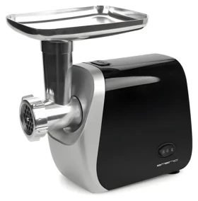 Emerio Mlýnek na maso černá/nerez / Mlýnek na maso / 1300 W / 1,5 kg/min / nástavec na klobásy / zpětný chod (MG-130207)