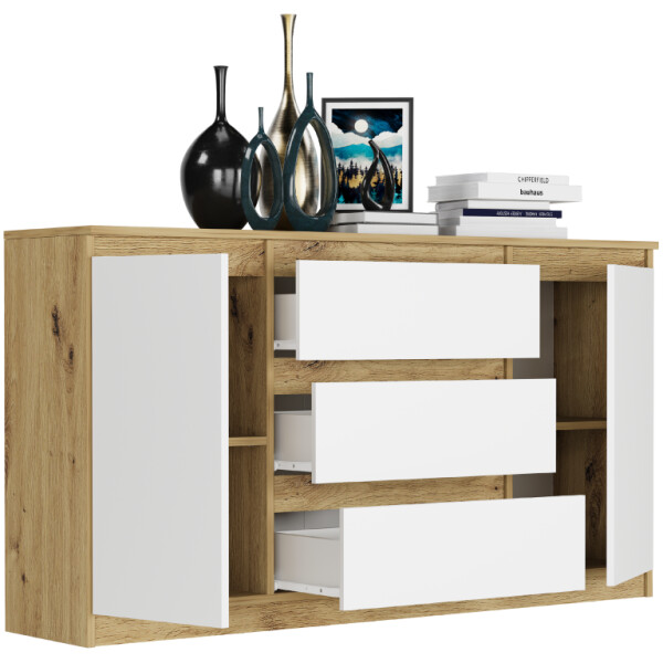 DumDekorace Prostorná komoda R-140-S3 - různé barevné varianty artisan mix bílá