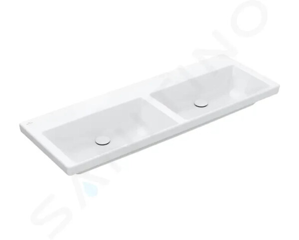 VILLEROY & BOCH - Subway 3.0 Dvojumyvadlo nábytkové 1300x470 mm, bez přepadu, bez otvoru pro baterie, CeramicPlus, alpská bílá 4A71D3R1