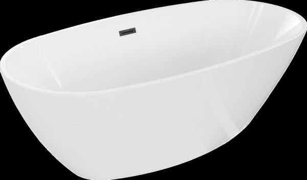 MEXEN/S - Eris volně stojící vana 180 x 95, bílá, sifon a přepad černá 53441809500-70