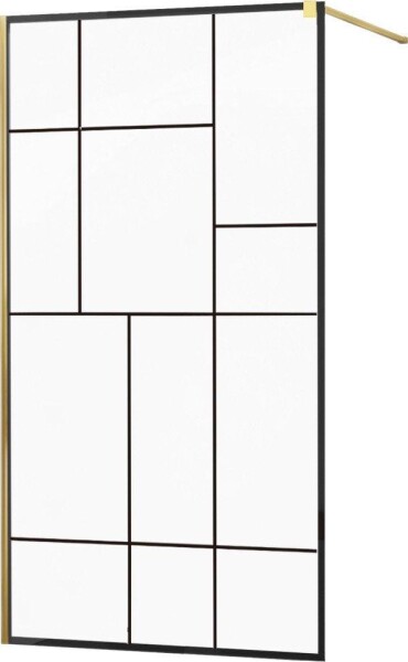 MEXEN - KIOTO Sprchová zástěna WALK-IN 110x200 cm 8 mm, zlatá, černý vzor 2 800-110-101-50-78
