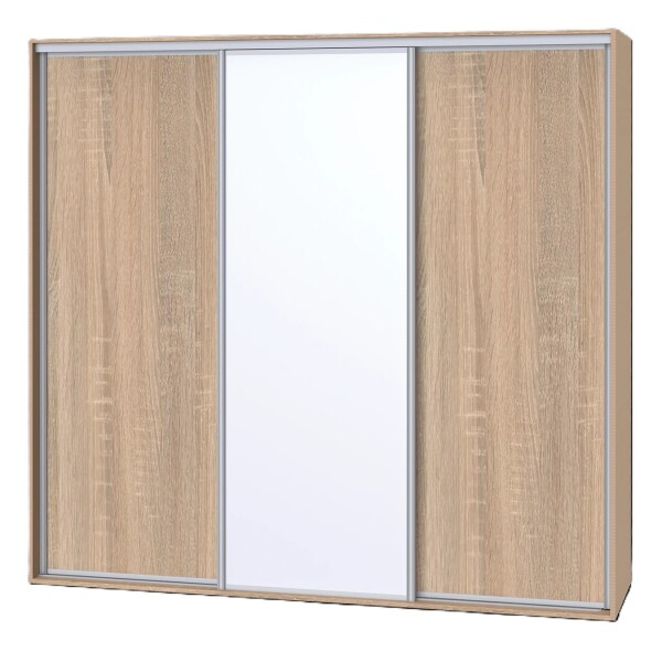Nábytek Mikulík Skříň ONYX - 2x plné dveře +1x zrcadlo (š 210-270 cm/v 220 cm) ROZMĚR: (š/v/h) 210 x 220 x 60 cm