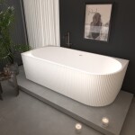 Erga Marina, rohová volně stojící vana 150x75 cm + odtoková zátka, levá, bílá lesklá, ERG-MARINA-150075L-WH-WH