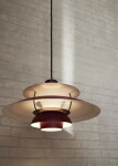 Louis Poulsen Závěsná lampa PH 5 Monochrome Burgundy, červená barva, kov