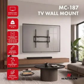 Maclean MC-187 černá / Nástěnný držák pro TV / VESA max. 400x400 mm / 32-75" / nosnost 45 kg / náklon 0-8° (MC-187)