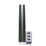 STAR TRADING LED svíčka Flamme Slim Green 28 cm – set 2 ks + dálkový ovladač, zelená barva, vosk