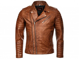 Pánská Kožená Bunda Křivák Brown Tiger Brixton Hnědá Velikost: 8XL