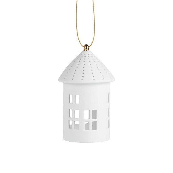 Räder Závěsný svícen domeček Round 12 cm, bílá barva, porcelán