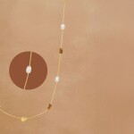 Dlouhý náhrdelník se sladkovodními perlami a tygřím okem, Hnědá Bílá 82 cm