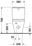 DURAVIT - DuraStyle Splachovací nádrž 390x170 mm, připojení vpravo/vlevo, s WonderGliss, bílá 09350000851