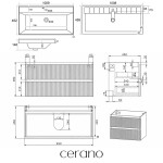 CERANO - Koupelnová skříňka Carole - keramické umyvadlo Viano - bílá matná rýhovaná - 100,9x62,6x46,5 CER-951928