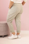 Dámské kalhoty s dekontaminací Plus Size s viskózou a gumou světlé khaki UNI