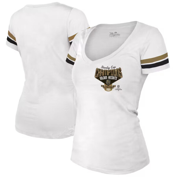 Fanatics Dámské tričko Vegas Golden Knights 2023 Stanley Cup Champions Striped V-Neck Velikost: