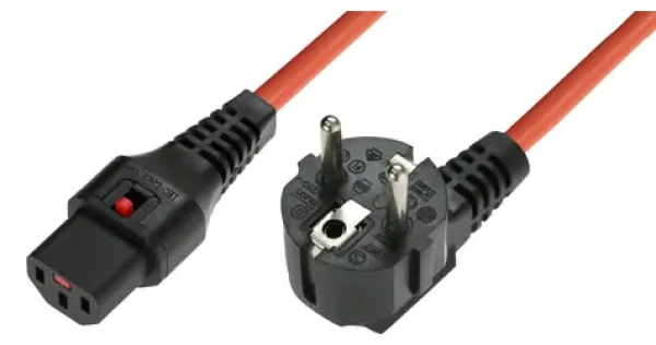 MicroConnect Prodlužovací kabel s IEC zámkem C13 - Schuko 90° úhel 3m oranžová (EL248S)