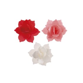 Dortisimo Dekorace z jedlého papíru Květiny bílé, růžové a červené (8 ks)