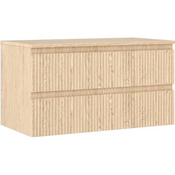 MEXEN/S - Rivel koupelnová skříňka pod umyvadlo 90 cm s deskou, 2 zásuvky, reliéf , dub 91A20-09047-2-BFFC81