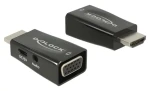 Delock černá / Adaptér HDMI-A (M) - VGA (F) s audio / 1920 x 1200 (65901)
