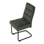 Židle jídelní, taštičkové pružiny v sedáku, madlo na opěráku, zelená látka, černý kov