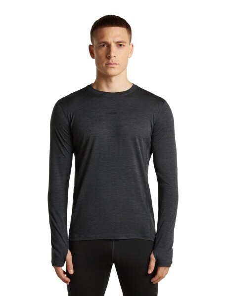 Pánské merino triko dlouhý rukáv ICEBREAKER Mens 200 MerinoFine Ace LS Crewe, Jet Heather velikost: M