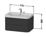 DURAVIT - Happy D.2 Plus Skříňka s umyvadlem 48x78x49 cm, 2 zásuvky, bílá vysoký lesk HP4347O2222