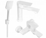 MEXEN - Royo R62 Set umyvadlové a vanové baterie s příslušenstvím, bílá 72203R62-20